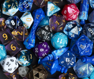 Dice for Dungeons and Dragons, multiple colors