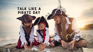 Talk Like A Pirate Day Art. Children dressed as pirates